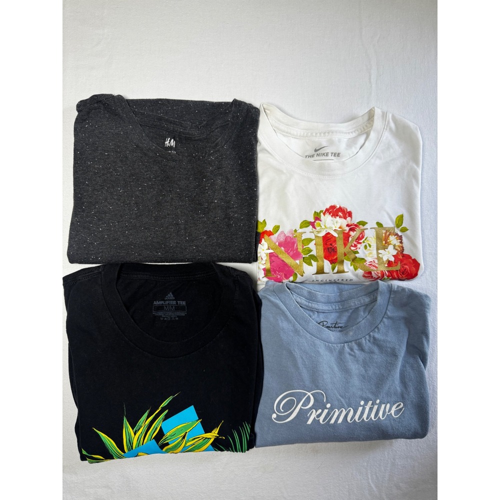 Mens 4-Piece Lot Graphic T-Shirt Bundle Size M Nike Adidas Primitive H&M